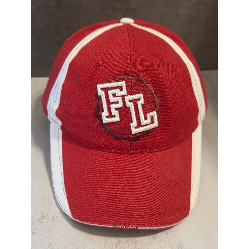 Coastalista Florida FL Baseball Cap Red White Embroidered Adjustable Hat Mens